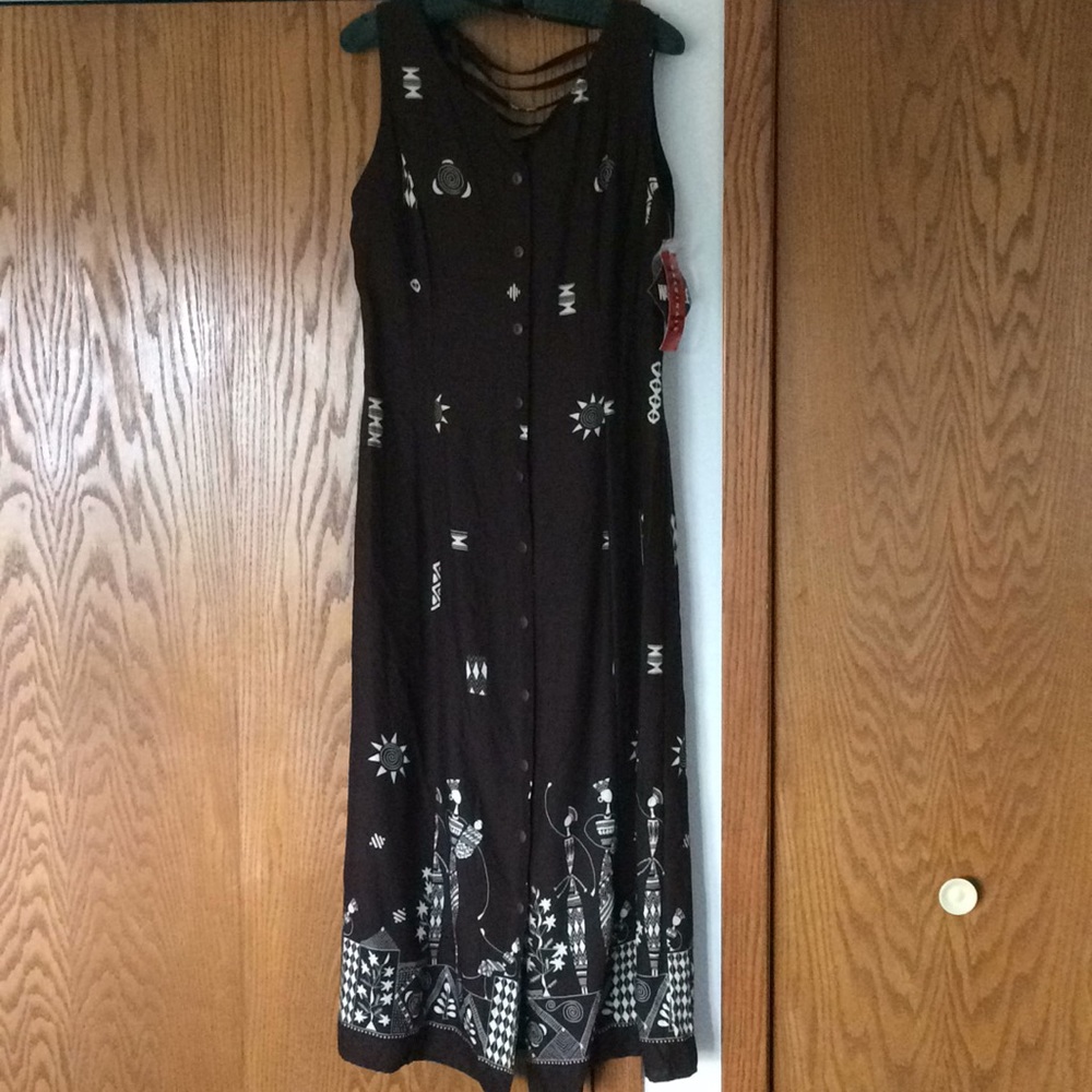R&K Sleeveless Brown Maxi Sun Dress Size 12